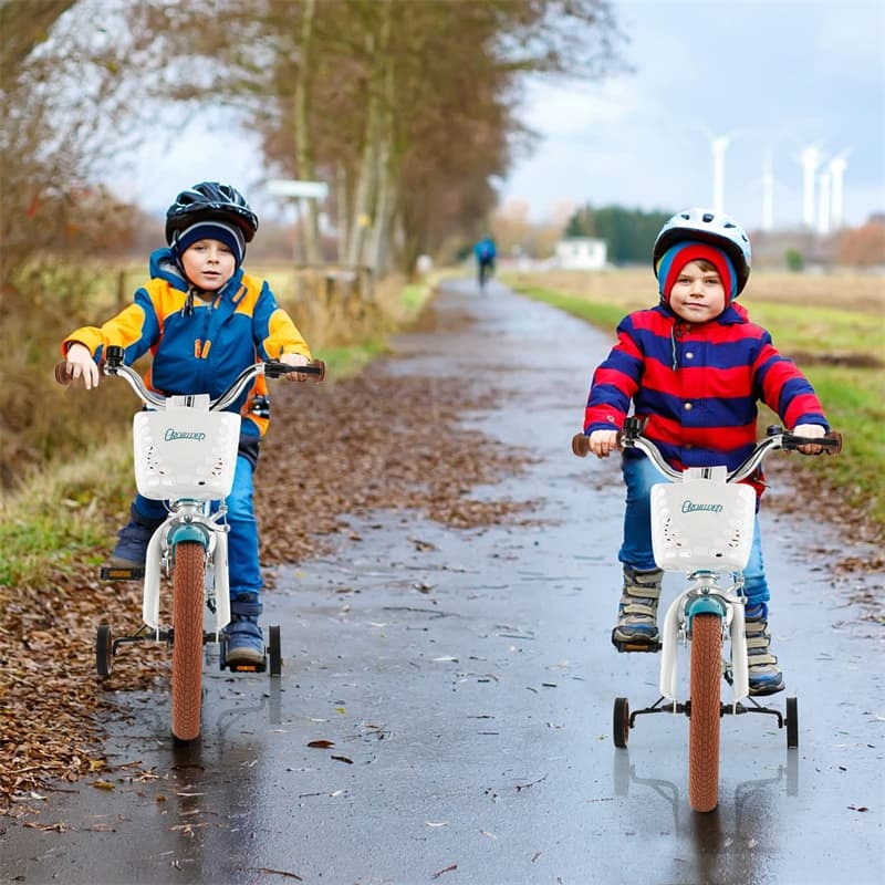16" Kids Bike, Toddler Bicycle with Training Wheels, Adjustable Seat & Removable Basket, Boys Girls Bike for 3-8 Years Old