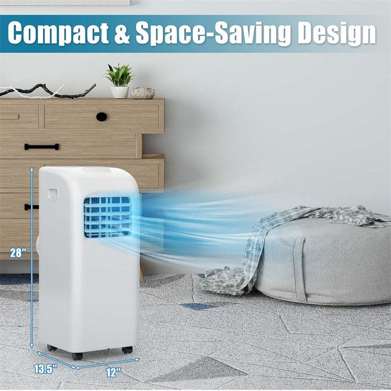 8000 BTU Portable Air Conditioner with Dehumidifier Function, Remote Control & Window Kit, Energy Efficient AC Unit for Rooms Up to 200 Sq. Ft