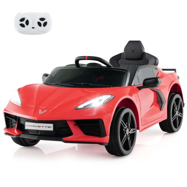 12V Kids Ride On Car Licensed Chevrolet Corvette C8 Electric Toy Car with Remote Control, Wireless Connection, Lights, Gift for Boys & Girls
