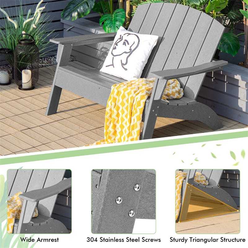 All-Weather HDPE Adirondack Loveseat Chair, Outdoor Adirondack Bench with Wide Armrests & 660 LBS Capacity for Patio, Garden & Backyard Fire Pit