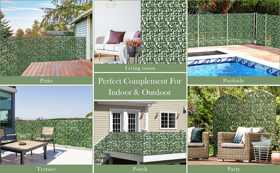 118" x 59" Artificial Hedge Faux Ivy Leaf Decorative Privacy Fence Greenery Wall Screen