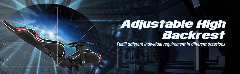 Adjustable Massage Gaming Chair High Back PU Leather Racing Gaming Chair Office Computer Reclining Chair with Lumbar Support