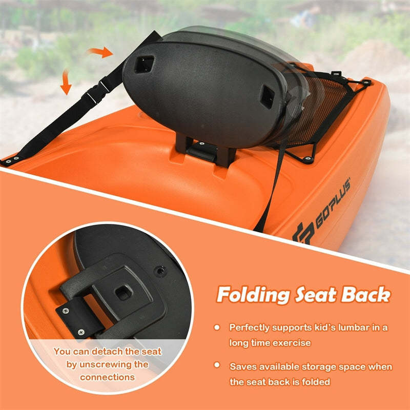 6ft Sit-On-Top Youth Kayak, Kids Kayak Recreational Rowing Fishing Boat with Paddle and Folding Backrest