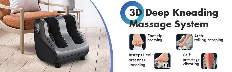Shiatsu Foot and Calf Massager Vibration Foot Massager with Heat, Kneading, Adjustable Tilt Base & Remote Control