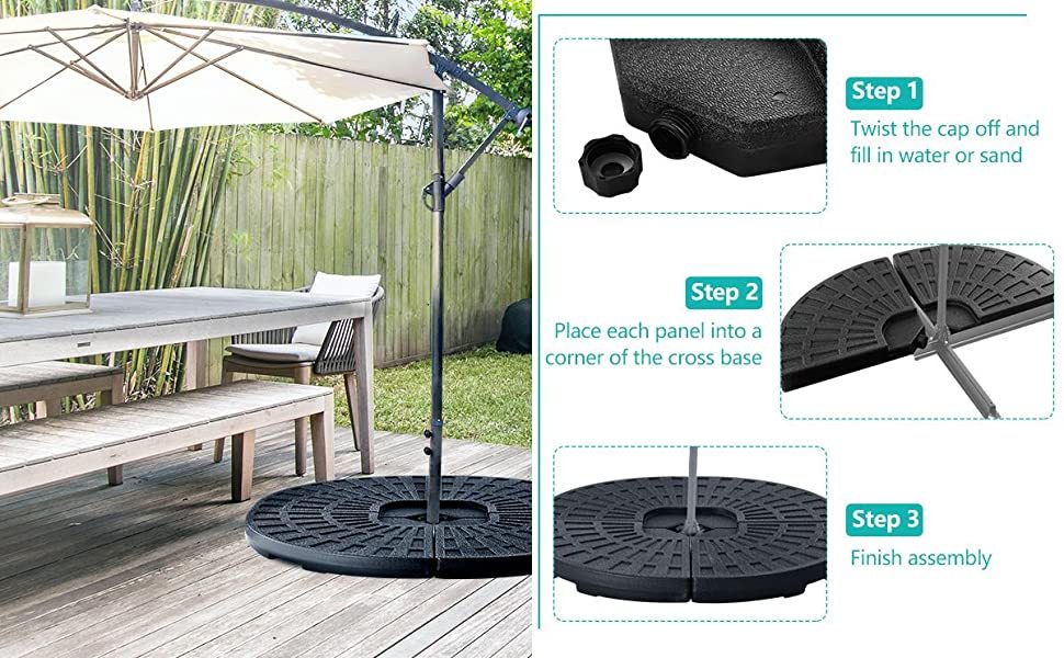 4 Plate Outdoor Cantilever Umbrella Base Stand for Patio