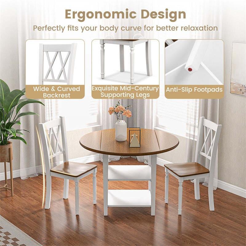 Modern Wood Dining Chairs Set of 4 Farmhouse Kitchen Chairs with Rubber Wood Seats & Acacia Wood Legs