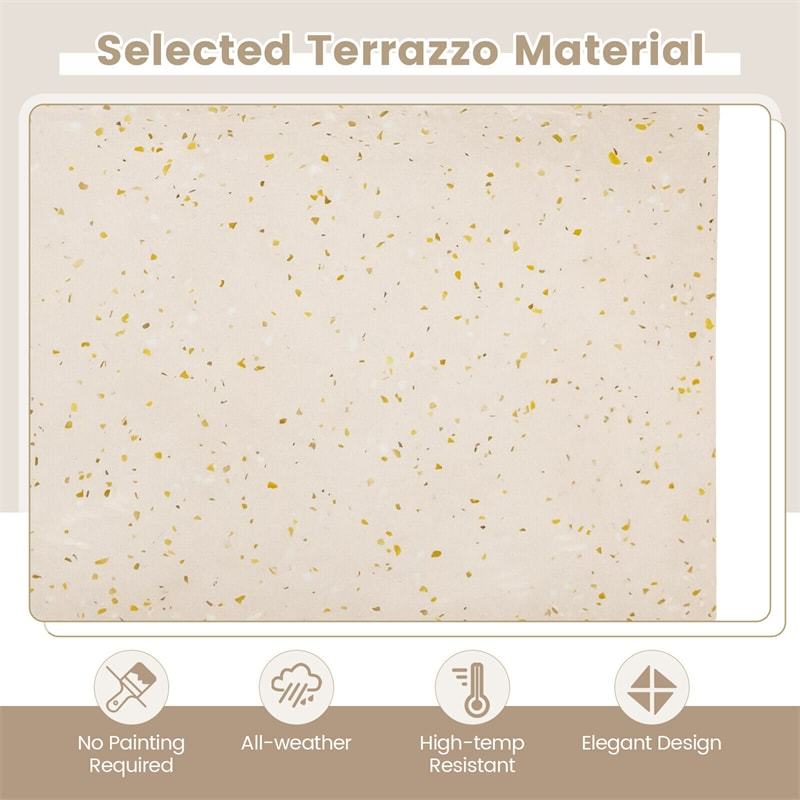 2-Piece Outdoor Propane Fire Pit Set 50,000 BTU 42" Terrazzo Fire Pit Table with Hideaway Tank Cover Table, 2 Waterproof Covers, CSA Certified