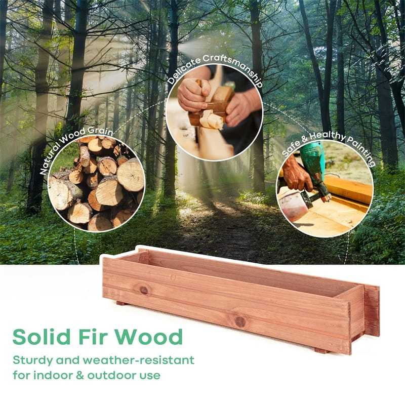Wooden Raised Garden Bed, Rectangle Planter Box with Removable Bottom & Drainage Holes, Wood Planter Bed for Vegetables, Flowers, Herbs