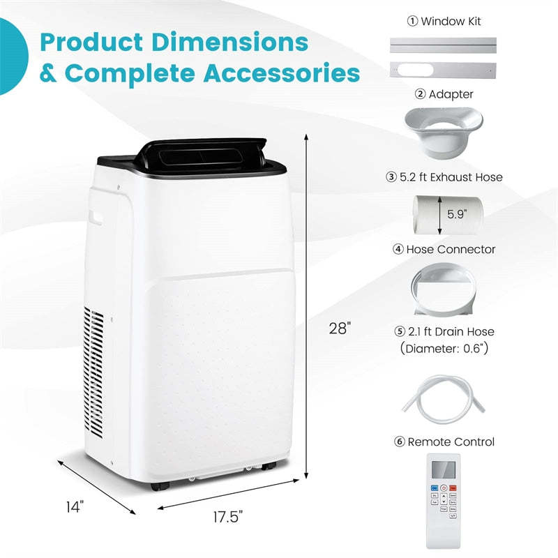 13000 BTU Portable Air Conditioner & Heater, 4-in-1 Smart WiFi Enabled AC Cools 600 Sq.Ft with Dehumidifier, Fan, Remote & Window Kit for Home Office