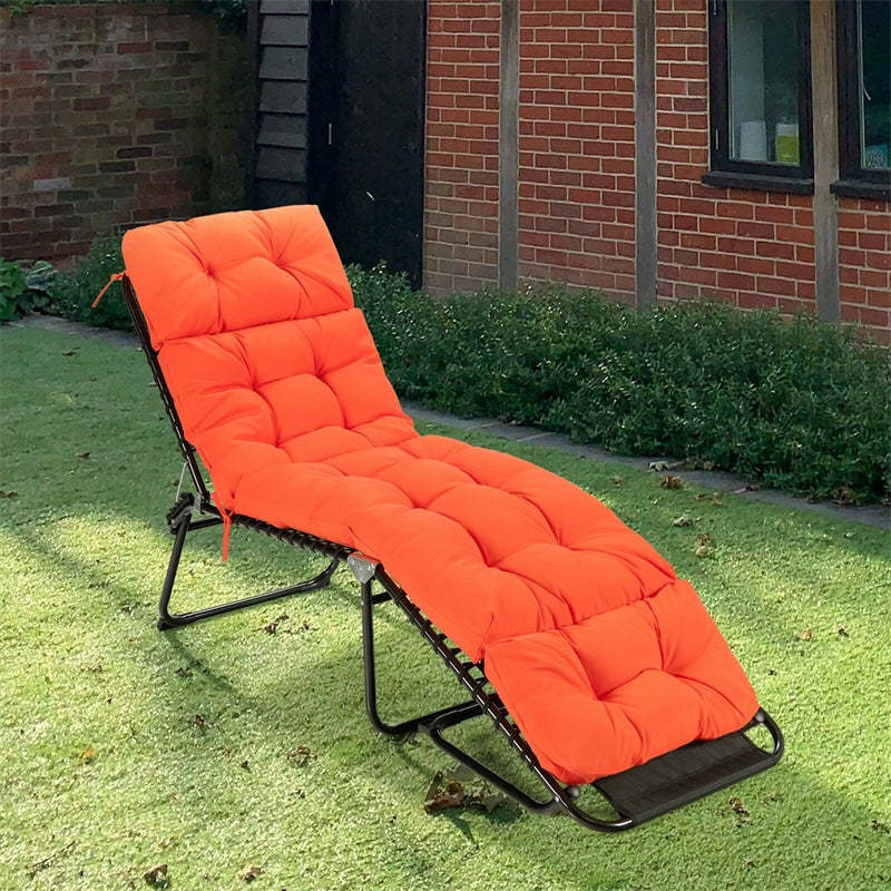 73" Thick Waterproof Outdoor Chaise Lounge Cushion with String Ties, All-Weather Patio Recliner Chair Pad for Poolside, Garden & Indoor Use