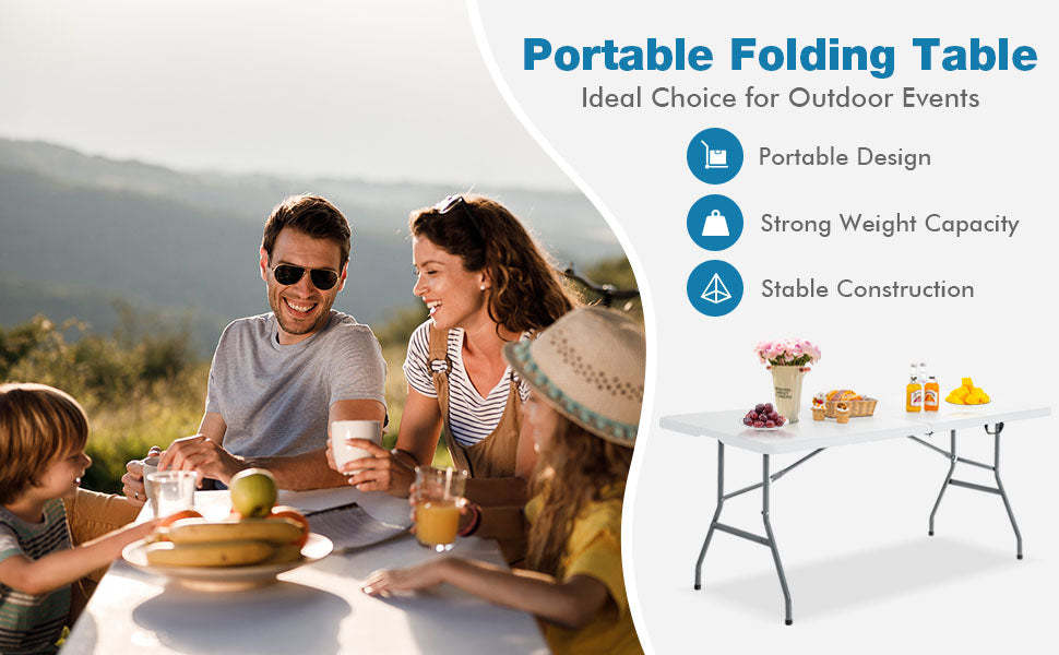 Portable Heavy Duty Outdoor Folding Camping Table with Carrying Handle