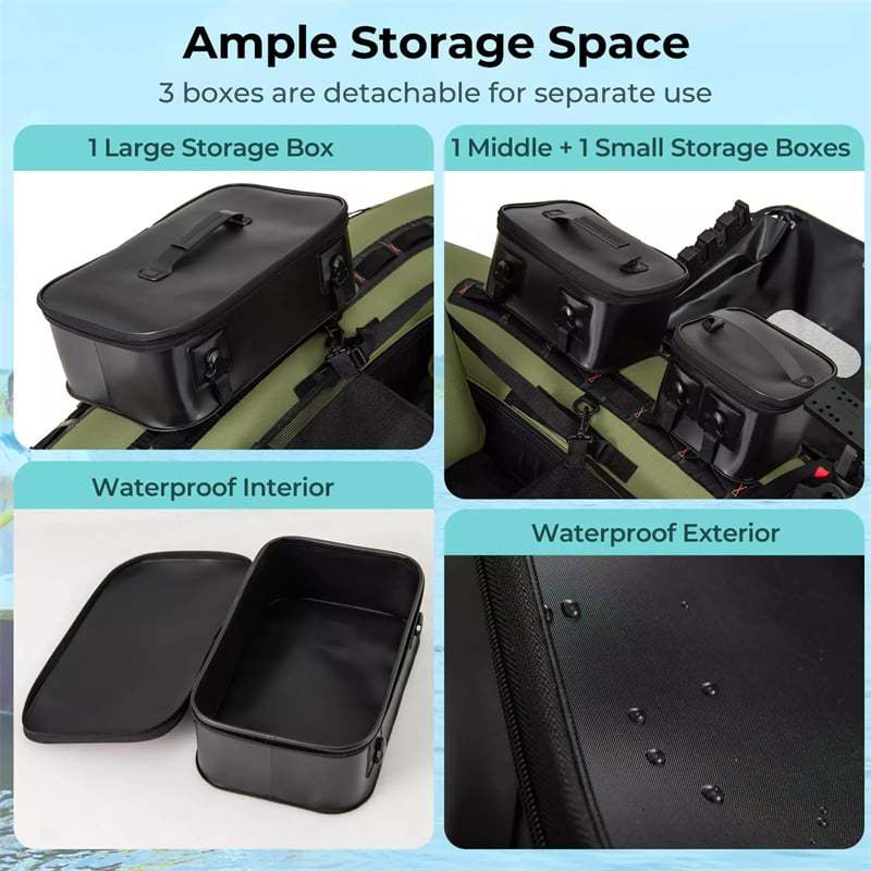 Inflatable Float Tube, Fishing Belly Boat with Fish Finder Holder, Rod Rack, Fish Ruler, Pump, 3 Detachable Storage Boxes, 350LBS Load Capacity