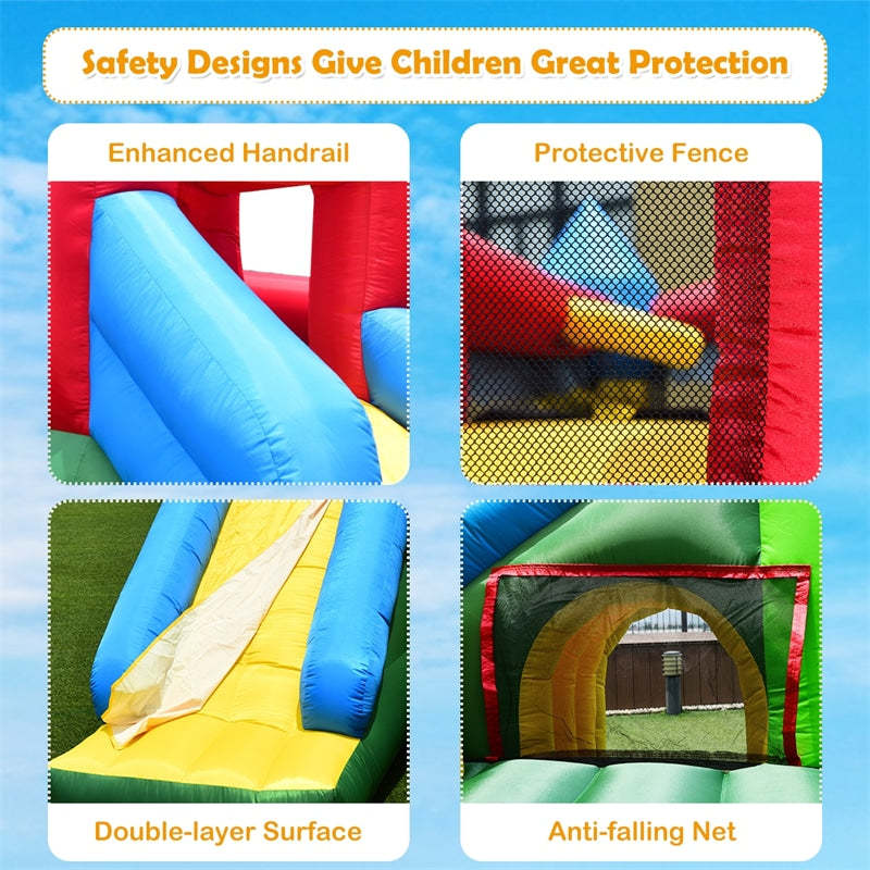 Multicolor Mighty Inflatable Bounce House Castle Jumper Moonwalk with 735W Blower
