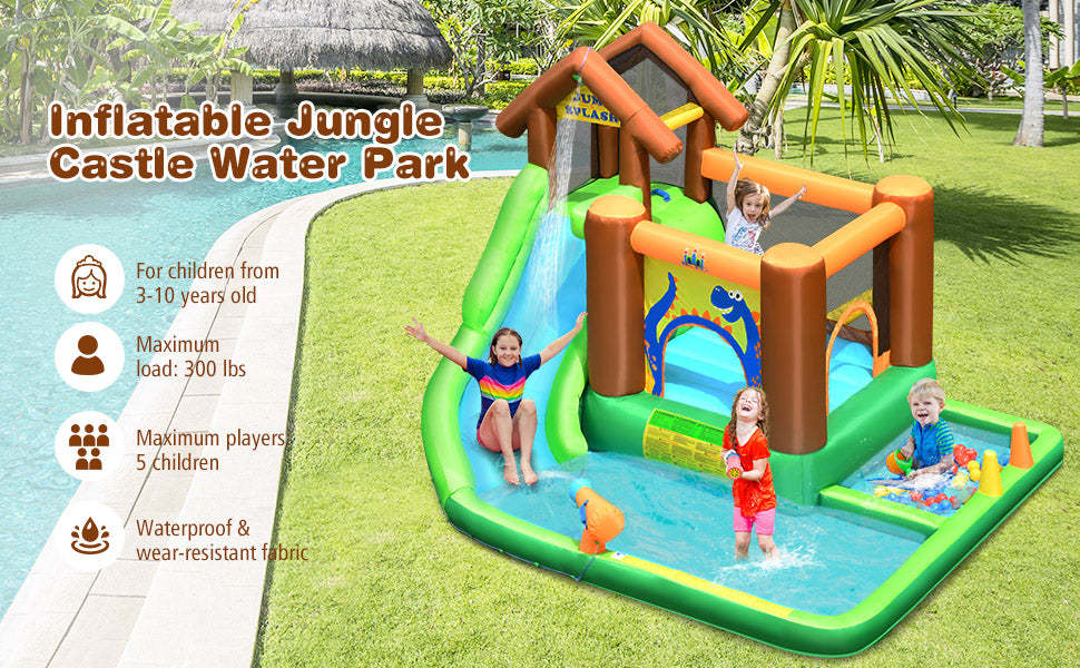 7 in 1 Kids Inflatable Water Slide Bounce House Splash Pool without Blower