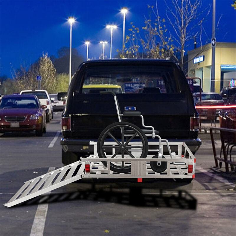 500LBS Aluminum Hitch Cargo Carrier with Ramp & High Side Rails, Mobility Scooter & Wheelchair Carrier for Truck SUV RV, Fits Class III/IV 2" Receiver