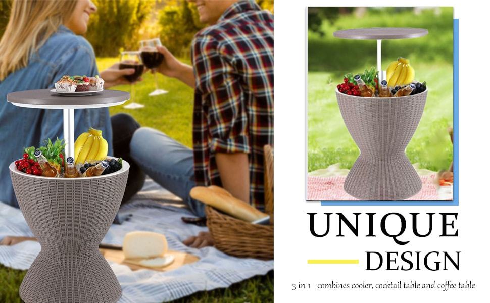 3 in 1 Cool Bar Table, with 8 Gallon Beer and Wine Cooler