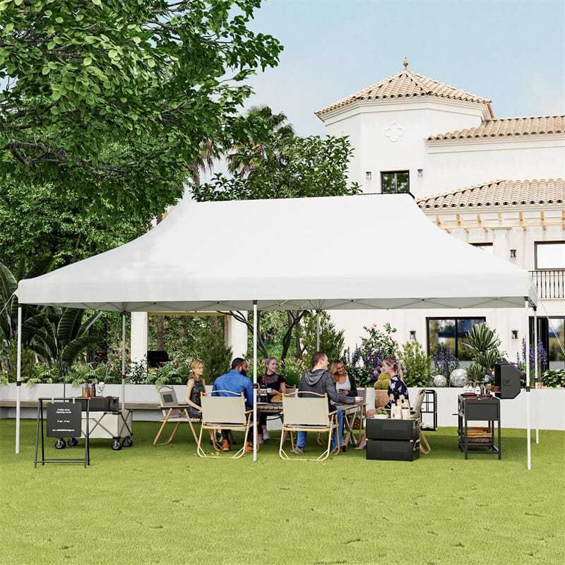 10 x 20FT Pop Up Canopy, Instant Setup Outdoor Canopy Tent with 6 Sandbags & Carrying Bag, UPF50+ Sun Protection Tent for Events, Camping