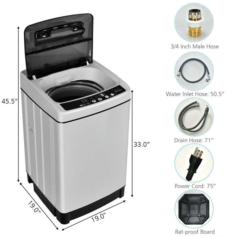 Full-Automatic Washing Machine, Energy Star 1.5Cu.Ft Portable Laundry Washer & Spinner Combo 11lbs Capacity with 8 Programs for Apartment, Dorm