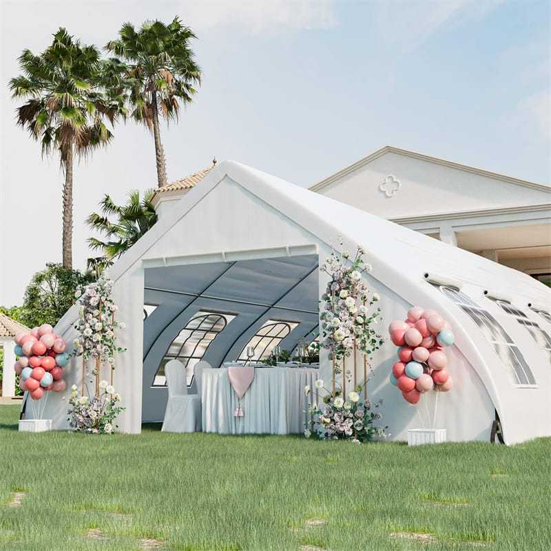 20'x40' Peach Shaped Party Tent, Heavy-Duty Wedding Canopy with Zipper Doors, Sidewalls, 12 Windows & Galvanized Frame for Outdoor Events, Backyard