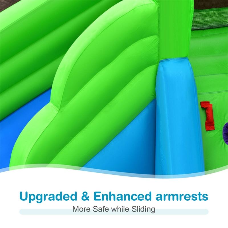 Inflatable Water Slide, Crocodile Mighty Bounce House Water Park with 780W Blower, Dual Slides & Splash Pool for Kids & Adults, Backyard Family Fun