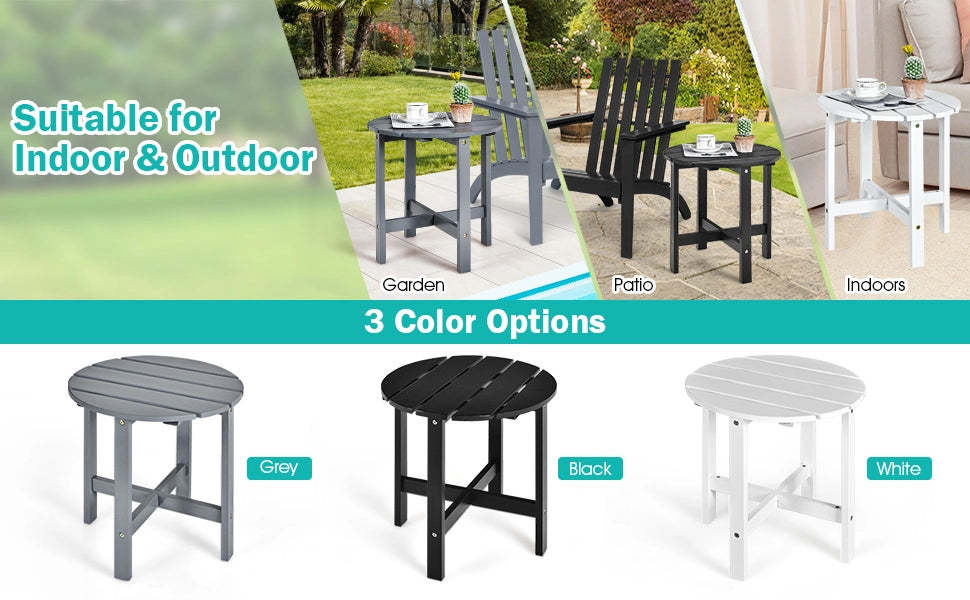 18’’ Outdoor Round Bistro Side Table Wood Slat End Table for Garden