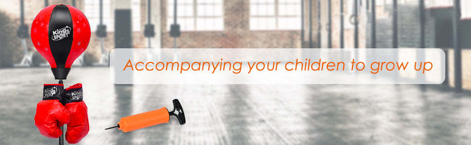 Kids Punching Bag with Boxing Gloves Adjustable Stand Hand Pump