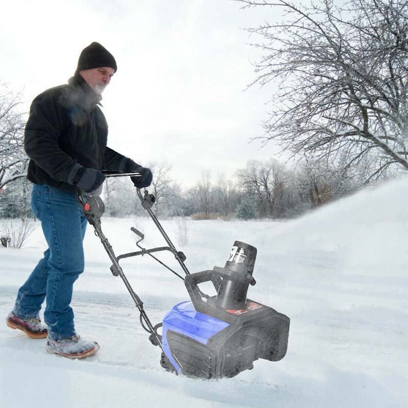 18 Inch Electric Snow Thrower 15 Amp Corded Snow Blower 720Lbs/Minute with 180° Chute Rotation & 2 Transport Wheels