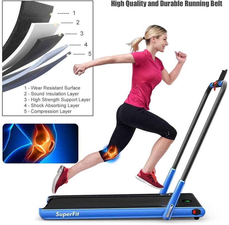 2.25HP 2-in-1 Folding Under Desk Treadmill with LED Display, Remote & APP Control, Portable Electric Walking Running Machine for Home Office
