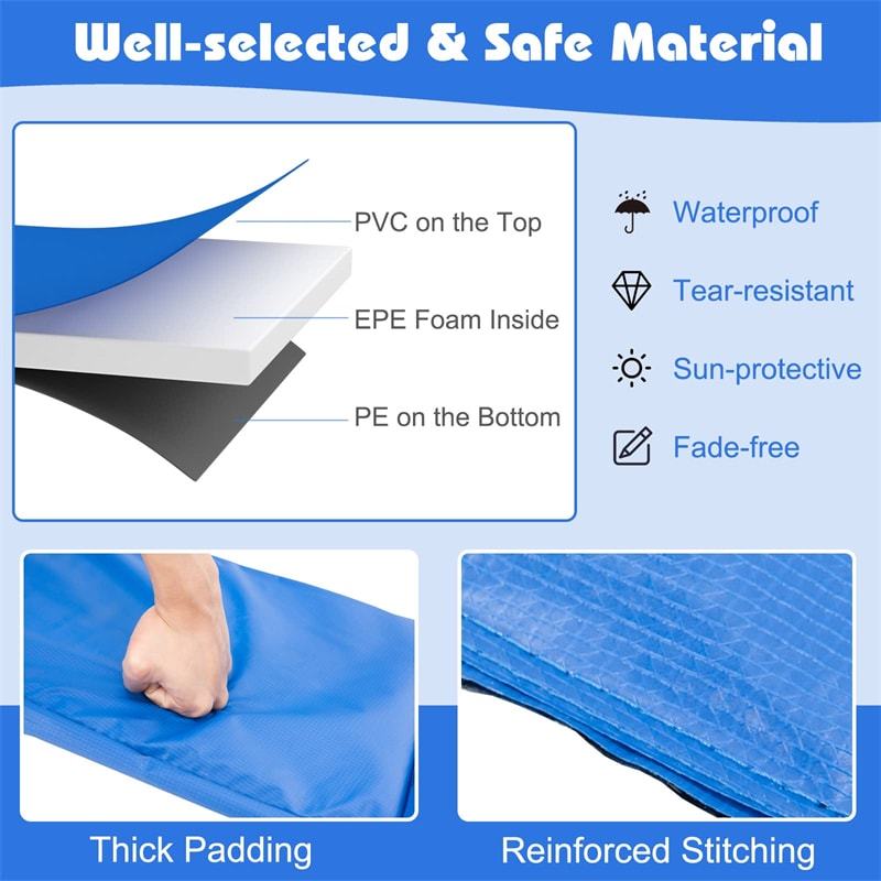 12FT Universal Trampoline Pad No Pole Holes, Waterproof Trampoline Spring Cover, Tear-Resistant Replacement Safety Pad for Trampolines