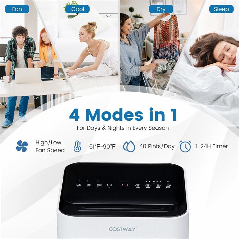 8000 BTU Portable Air Conditioner 4-in-1 AC Cooling Unit with Remote Control, Dehumidifier, Sleep Mode, Window Kit, Personal AC Unit for Bedroom