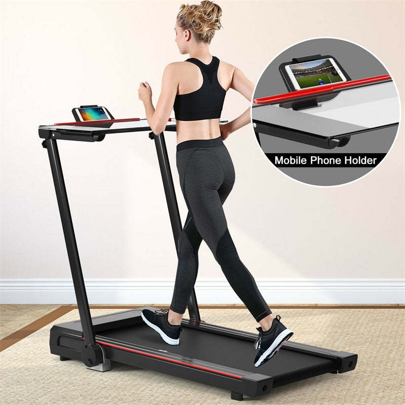 2.25HP 3-in-1 Folding Treadmill with LCD Display Large Desk Bluetooth Speakers