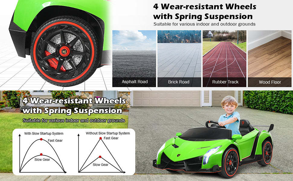 12V 2-Seater Kids Ride On Car Lamborghini Poison Electric Vehicle with Remote Control & LED Lights Swing Mode