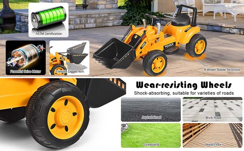 6V Kids Electric Ride On Excavator