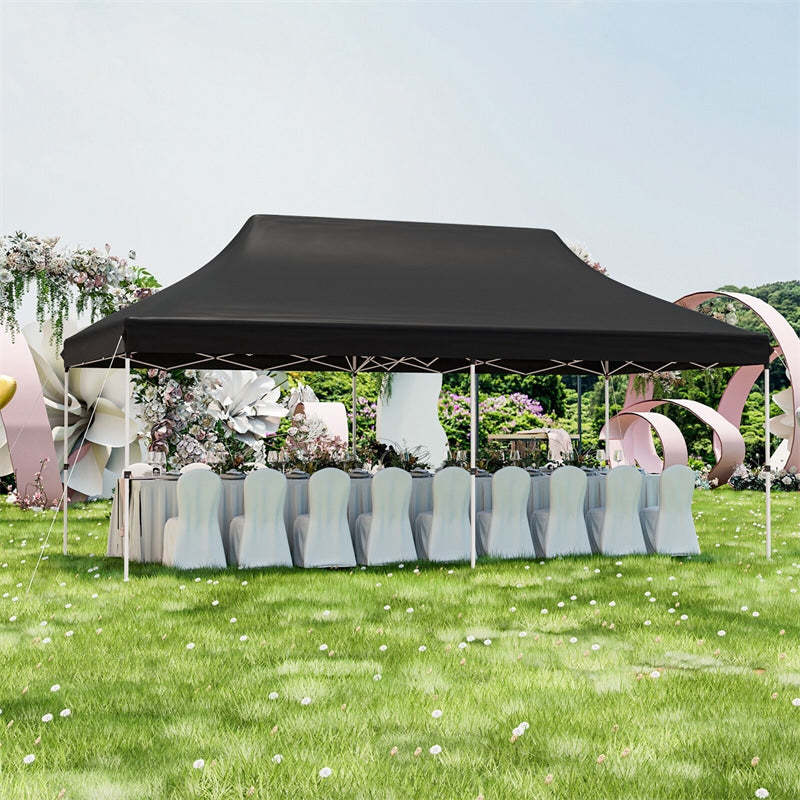 10 x 20FT Pop Up Canopy, Instant Setup Outdoor Canopy Tent with 6 Sandbags & Carrying Bag, UPF50+ Sun Protection Tent for Events, Camping