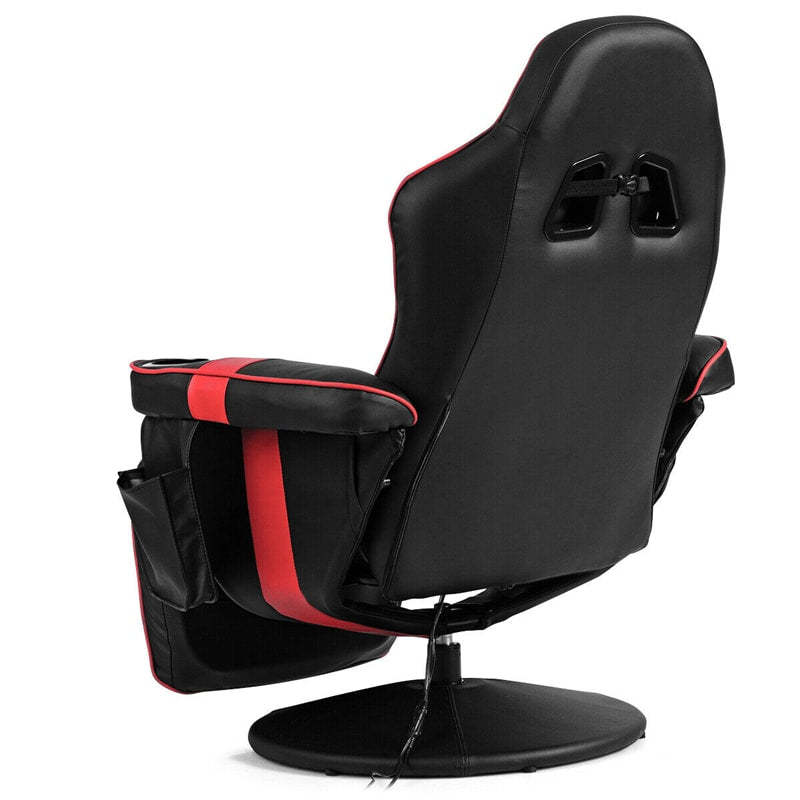 Gaming Recliner Massage Gaming Chair with Adjustable Backrest & Footrest, Ergonomic High Back PU Leather Computer Office Chair Swivel Game Sofa