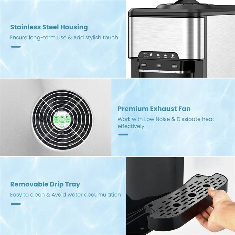 3-in-1 Water Dispenser with Ice Maker & Child Safety Lock for Home