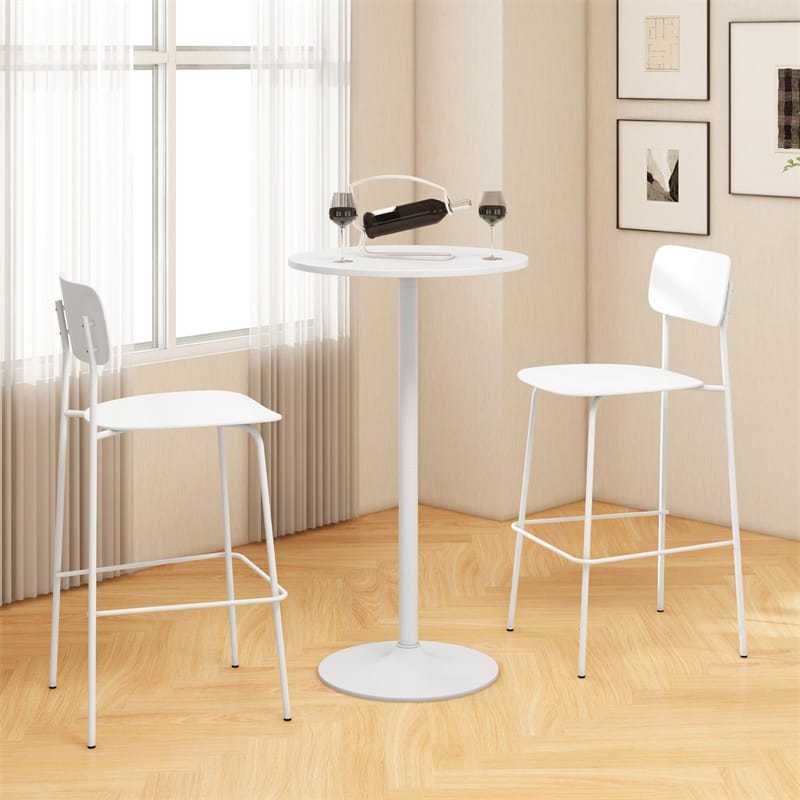 24" Round Pub Table, Height Adjustable Bar Height Cocktail Table with Metal Base, High Top Table for Home Bar, Bistro, Dining Room, Restaurant
