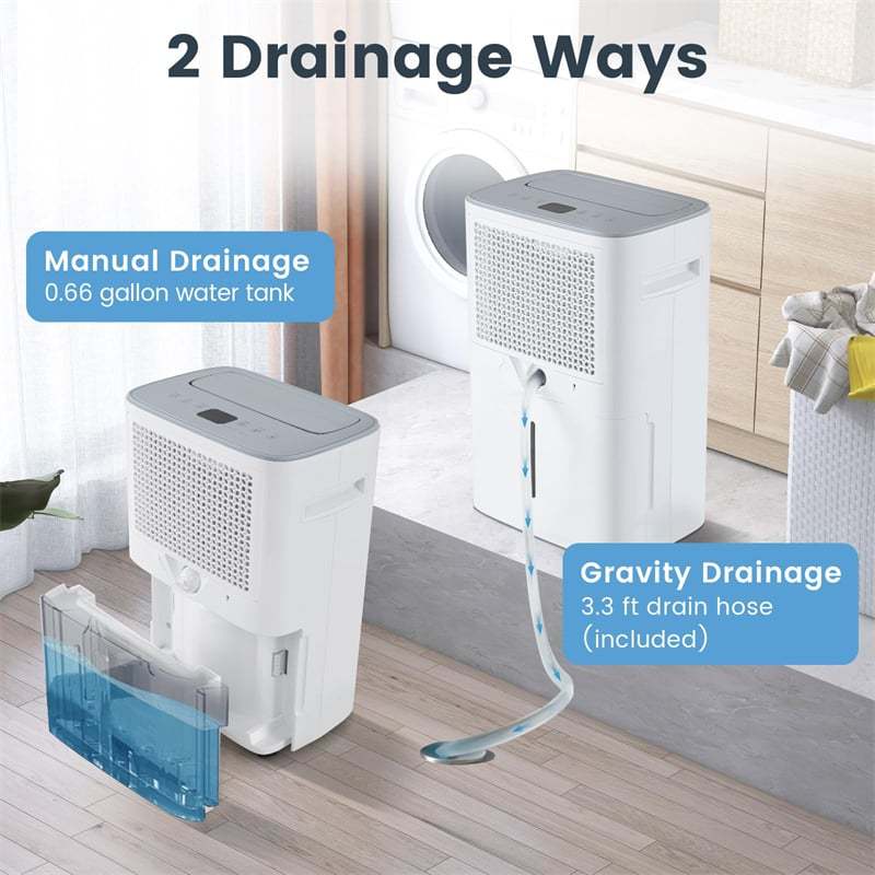 52 Pint Dehumidifier for Basement, 4500 Sq.Ft Portable Dehumidifier with Drain Hose, 24H Timer, Auto Defrost & Clothes Drying Mode for Bedroom Garage