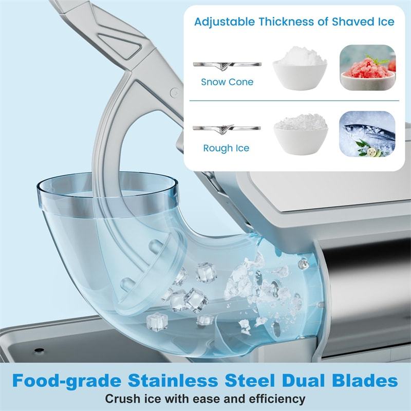 660LBS/H Commercial Snow Cone Machine, 300W ETL-Approved 120V Electric Ice Shaver with Stainless Steel Dual Blades for Home, Restaurants, Bars
