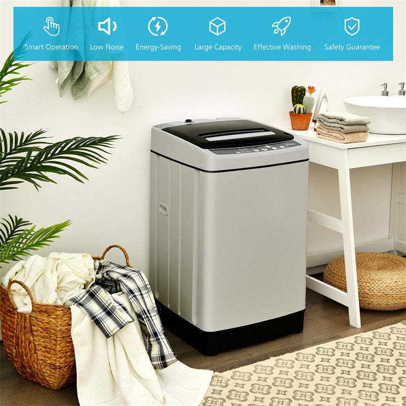 Full-Automatic Washing Machine, Energy Star 1.5Cu.Ft Portable Laundry Washer & Spinner Combo 11lbs Capacity with 8 Programs for Apartment, Dorm
