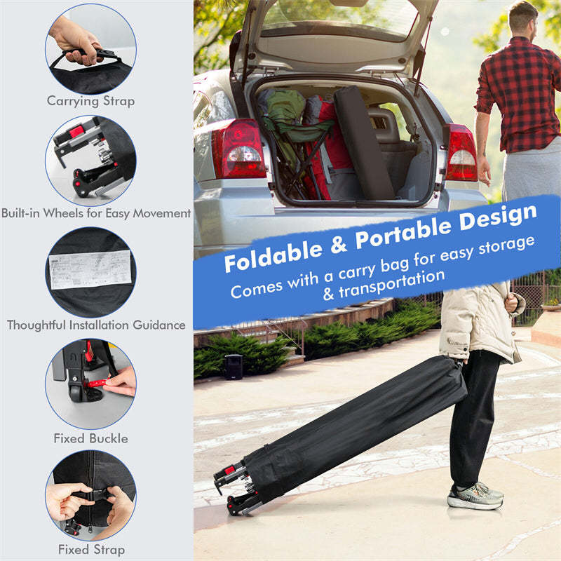 10'x17.6' Pop-up Canopy Tent with Adjustable Dual Awnings & Wheeled Bag, 2-Tier Outdoor Instant Canopy Tent, Easy Setup for Patio Market Picnic