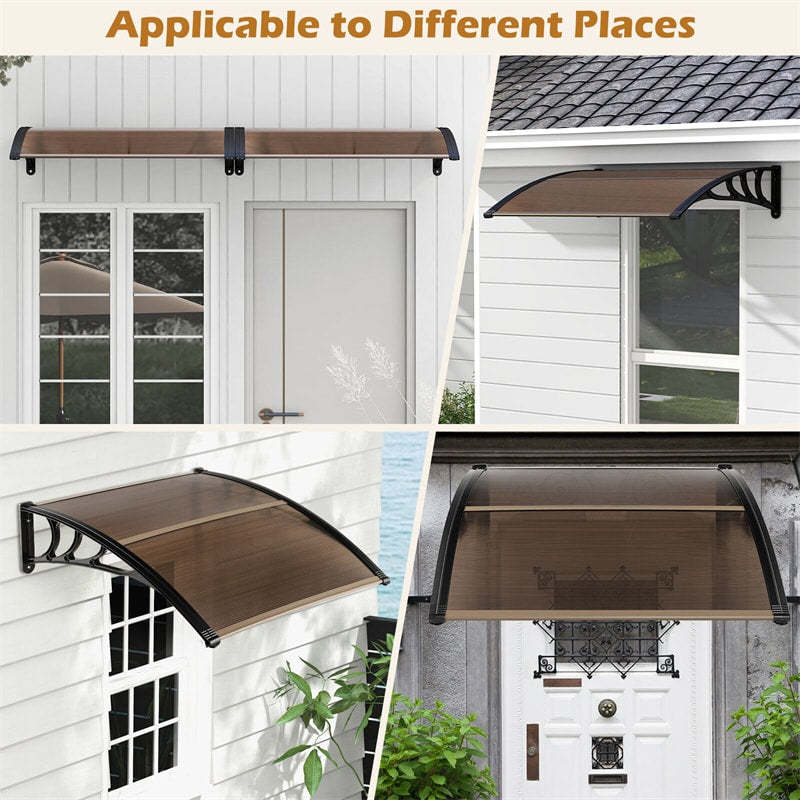 40" x 48" Window Awning, Modern Polycarbonate Overhead Door Awning Canopy with Hollow Sheet for Rain Snow Sunlight UV Protection UPF 50+