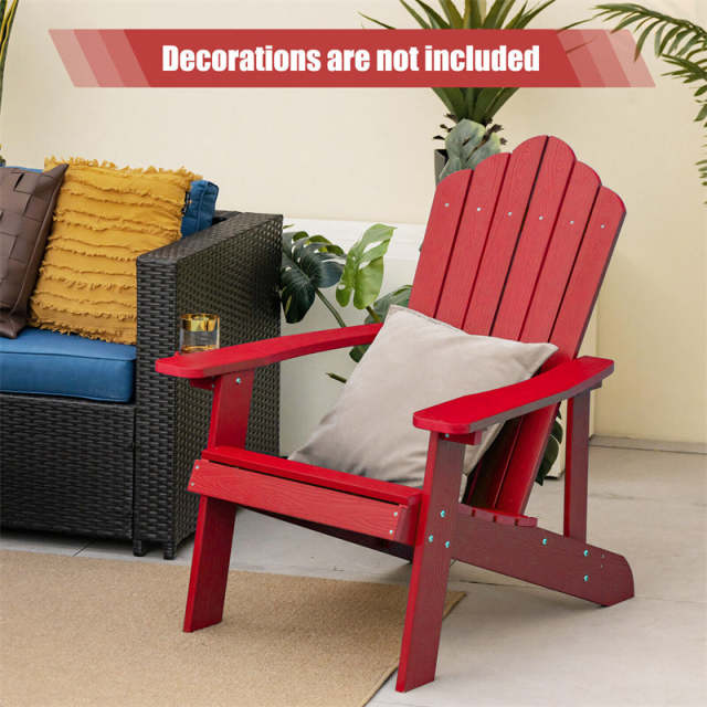 Outdoor HIPS Adirondack Chair, Weather Resistant Wood Fire Pit Chair with Hidden Cup Holder & 380 LBS Capacity for Patio, Backyard, Garden