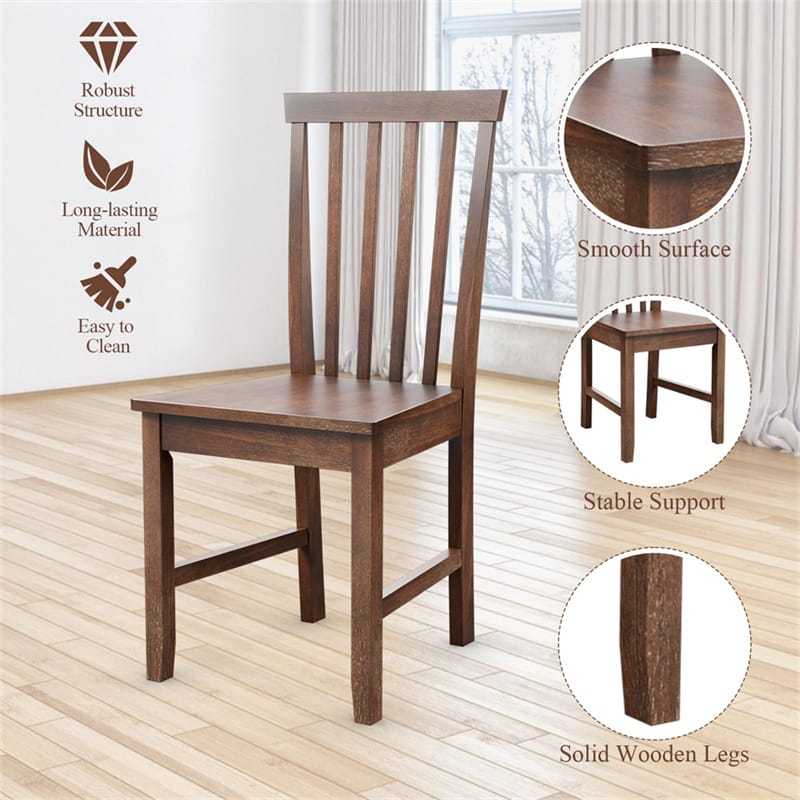 Wood Dining Chairs Set of 2, Modern Armless Kitchen Chairs with