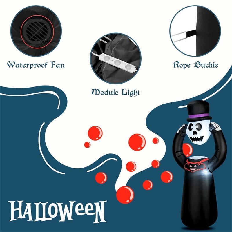 6 FT Inflatable Halloween Headless Skeleton with Blower Internal LED Bulbs