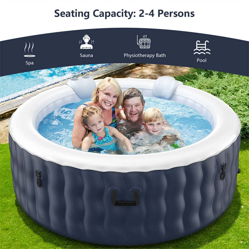 4 Person SaluSpa Inflatable Hot Tub Spa Indoor Outdoor 71" Portable Hot Tub with 108 Massage Bubble Jets Filter Cartridge & Tub Cover