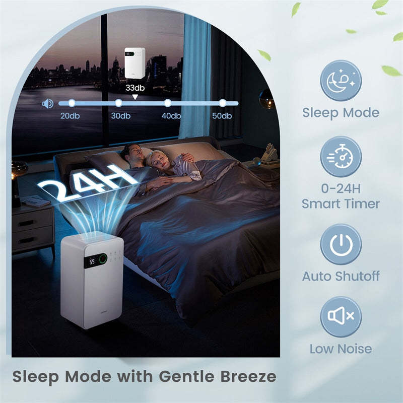 32-Pint 2500 Sq.Ft Quiet Dehumidifier for Basement & Home with Drain Hose, Sleep Mode, Child Lock, 3-Color LED Indicator & Wheels