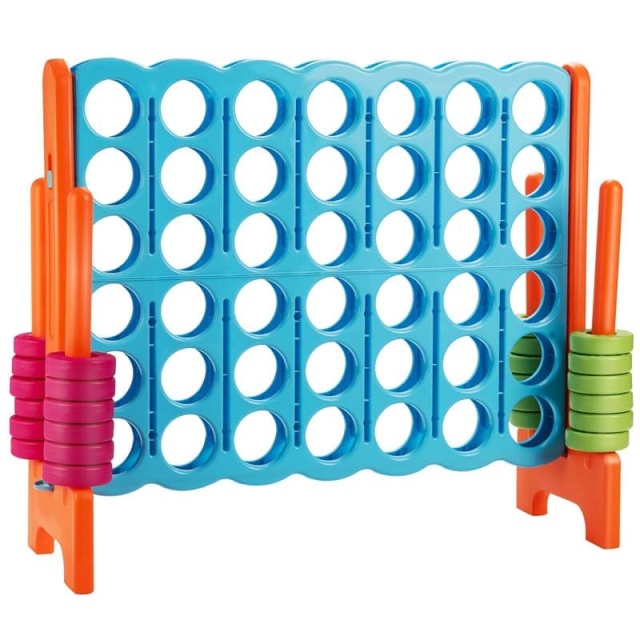 Jumbo 4-to-Score Giant Game Set, 3.5FT Tall Giant 4-in-A-Row with 42 Jumbo Rings & Quick-Release Slider for Kids & Adults, Holiday Party, Family Game