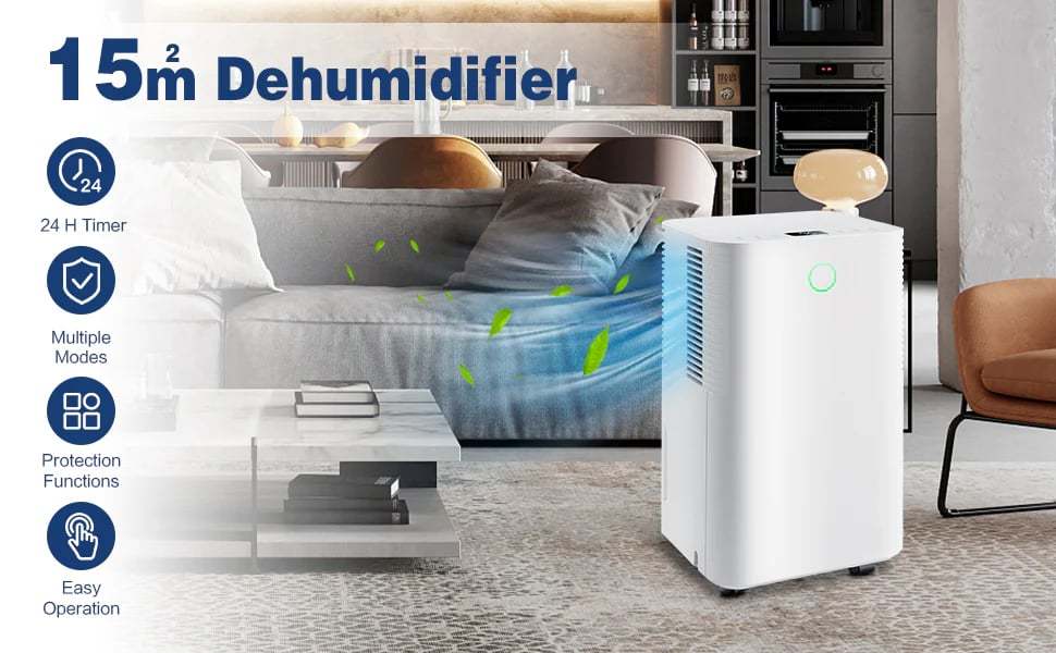 2000 Sq.Ft. 32-Pint Dehumidifier with Drain Hose, Auto Defrost, 3 Working Modes, 24H Timer & Child Lock for Basement, Bedroom, Garage, Office