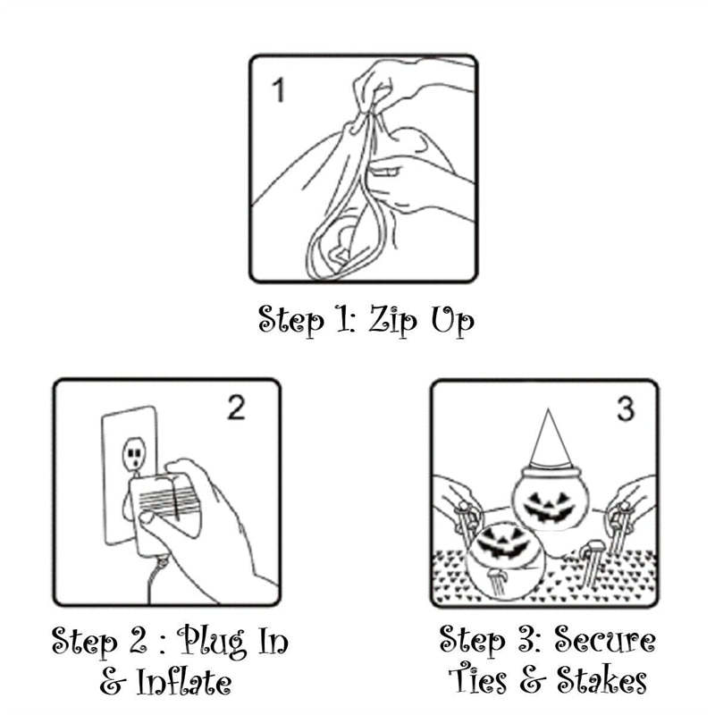 4' Halloween Inflatable Pumpkin Lantern with Witch Hat LED Light